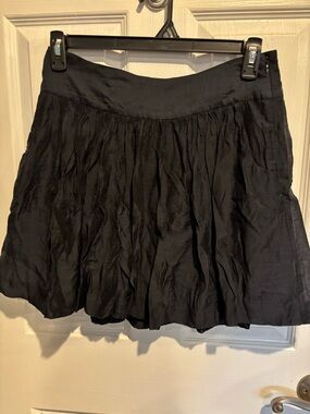 Express Black Crinkled Skater Skirt